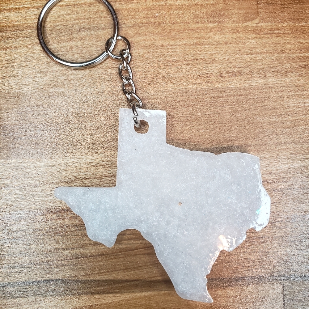Snow white Texas keychain